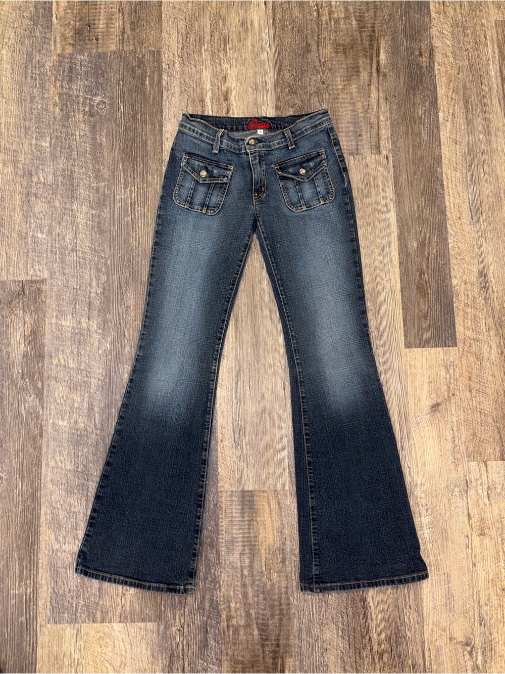 Blue Cult Jeans Womens 26 Low Rise Flare Bootcut Dark Wash Y2K Cargo Pocket